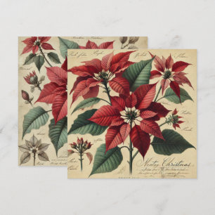 Printable Vintage Christmas Poinsettia Botanisch Einladung