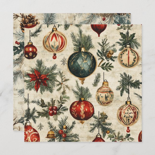 Printable Vintage Festivitätstöne auf Pergament Einladung (Vorne/Hinten)