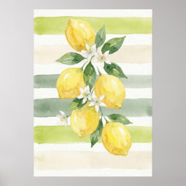 Printable Wall Art Lemon Watercolor Botanical  Poster
