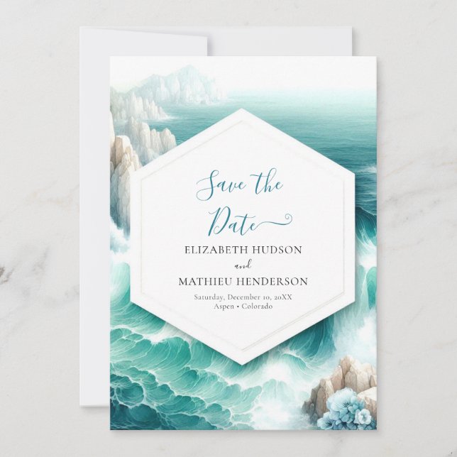 Printable Whimsical Nautical Wedding Save The Date (Vorderseite)