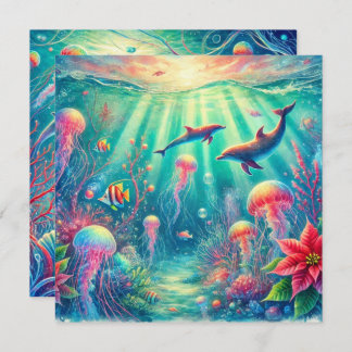 Printable Whimsical Ocean Poinsettia Scrapbook Einladung