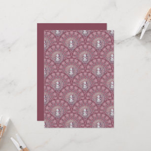 Printable Whimsical Pink Snowman Mandala Scallop Einladung