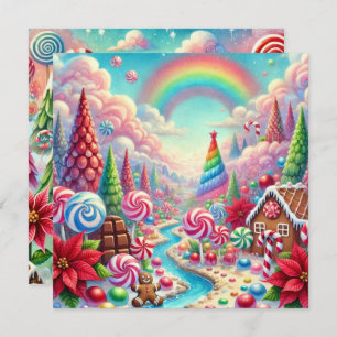 Printable Whimsical Poinsettia Candyland Scrapbook Einladung