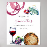 Printable Wine Theme Geburtstag Begrüßungszeichen