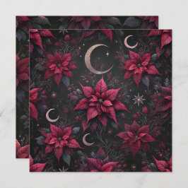 Printable Witchy Dark Moon Poinsettia Scrapbook Einladung