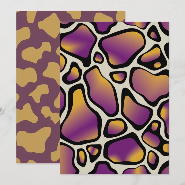 Printbares Lila- und Golddruckpapier Einladung (Vorne/Hinten)