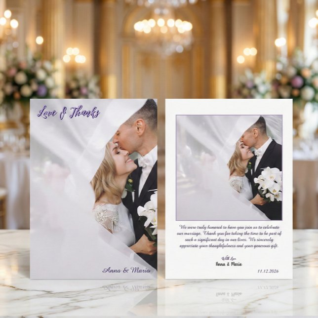 Printed 3D Effect Lavender Calligraphy Dankeskarte (Von Creator hochgeladen)