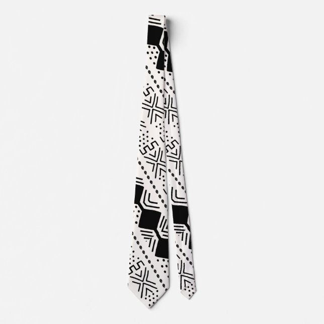 Printed African Bogolan Neck Tie Krawatte (Vorderseite)