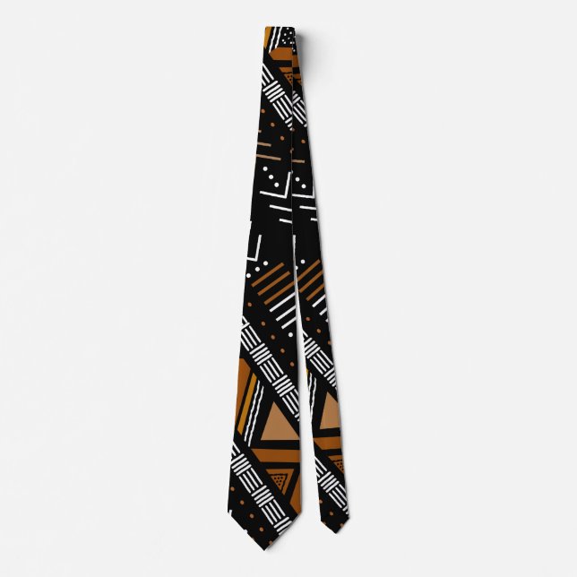 Printed African Bogolan Neck Tie Krawatte (Vorderseite)