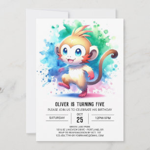 Printed Bohemisch Monkey Birthday Einladung