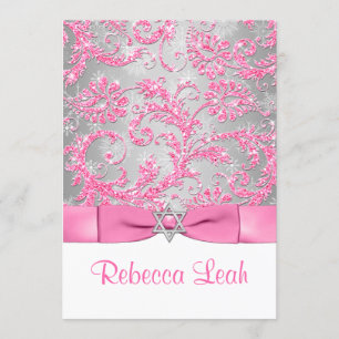 PRINTED Bow - Winter Wonderland Bat Mitzvah - Rosa Einladung