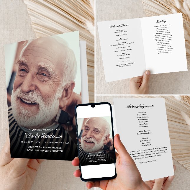 Printed/Downloadable Photo Folded Funeral Program Einladung (Von Creator hochgeladen)