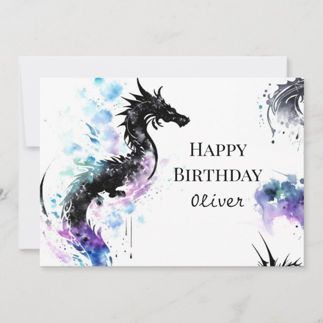 Printed Niedlich Dragon Birthday Karte (Vorderseite)