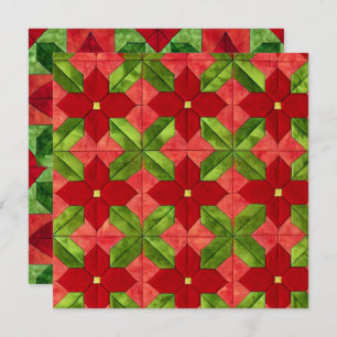 Printed Patchwork Poinsettia Pattern Scrapbook Einladung
