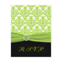 PRINTED RIBBON Black, Green Damask Repcard