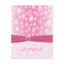 PRINTED RIBBON Pink, White Snowflakes Repcard