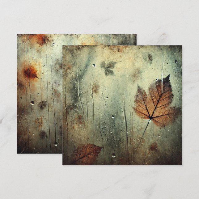 Printfähiges grungy Autumnal Window Scrapbook Pape Einladung (Vorne/Hinten)