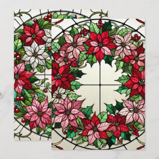 Printflorale Poinsettia Wreath Hartglas Einladung