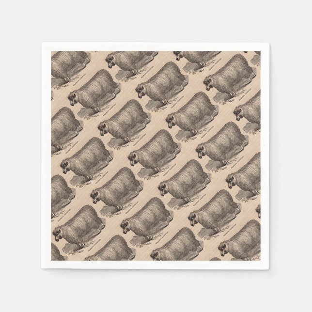 Printjarling Cotswold Schafe aus dem 19. Jahrhunde Serviette (Vorderseite)