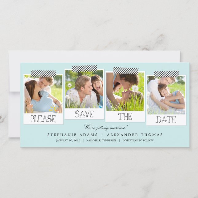Prints Save the Date Foto Cards - Blau (Vorderseite)
