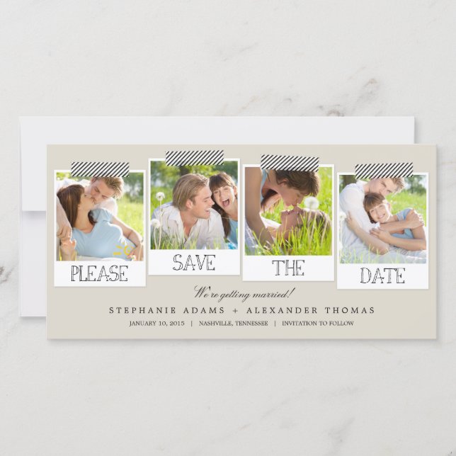 Prints Save the Date Foto Cards - Khaki (Vorderseite)