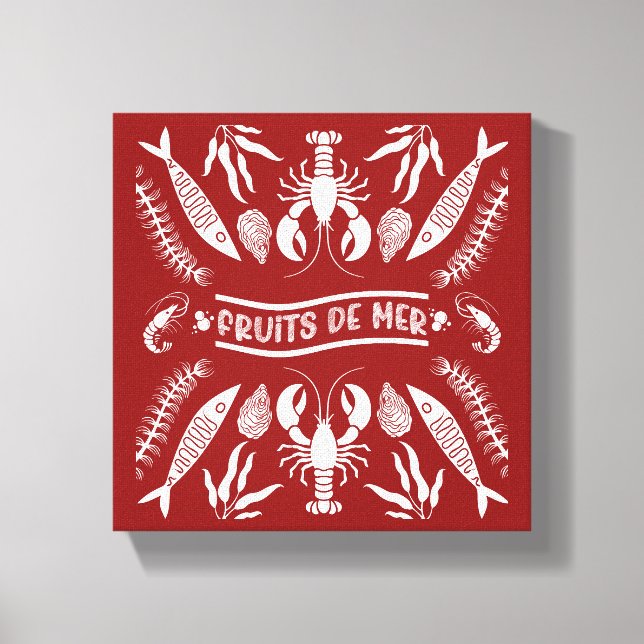 Prints von Meeresfrüchten Art Deco Leinwanddruck (Vorderseite)