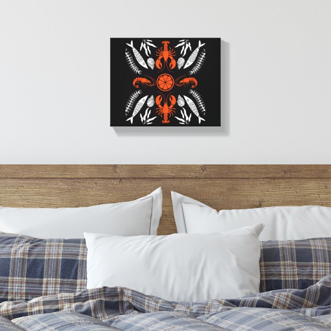 Prints von Meeresfrüchten Art Deco Leinwanddruck (Insitu (Schlafzimmer))
