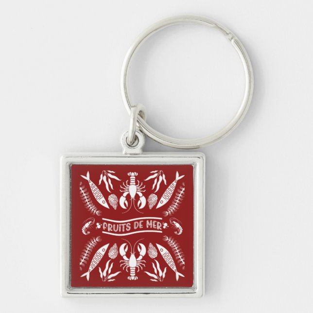 Prints von Meeresfrüchten Art Deco Schlüsselanhänger (Vorne)