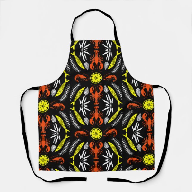 Prints von Meeresfrüchten Art Deco Schürze (Vorderseite)