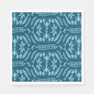 Prints von Meeresfrüchten Art Deco Serviette
