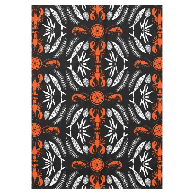 Prints von Meeresfrüchten Art Deco Tischdecke (Vorderseite)