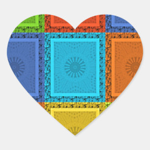 Printwerbung für karierte Strudel Herz-Aufkleber