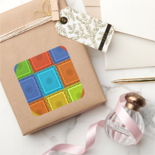 Printwerbung für karierte Strudel Quadratischer Aufkleber