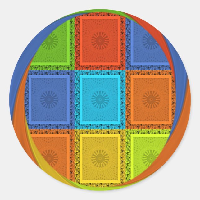 Printwerbung für karierte Strudel Runder Aufkleber (Vorderseite)