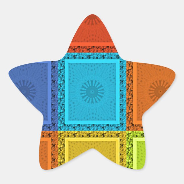 Printwerbung für karierte Strudel Stern-Aufkleber (Vorderseite)