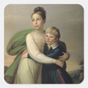 Prinz Albrecht und Prinzessin Louise, c.1817 Quadratischer Aufkleber