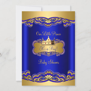 Prinz Baby-Party königsblaue und goldene Krone Einladung