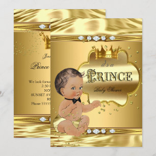 Prinz Baby Shower Goldfolie Brauner Fliege Einladung