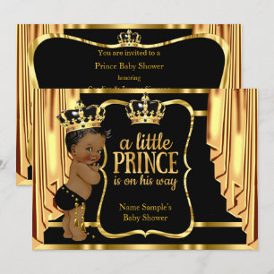 Prinz Baby Shower Schwarz Gold Vorhänge Ethnisch Einladung