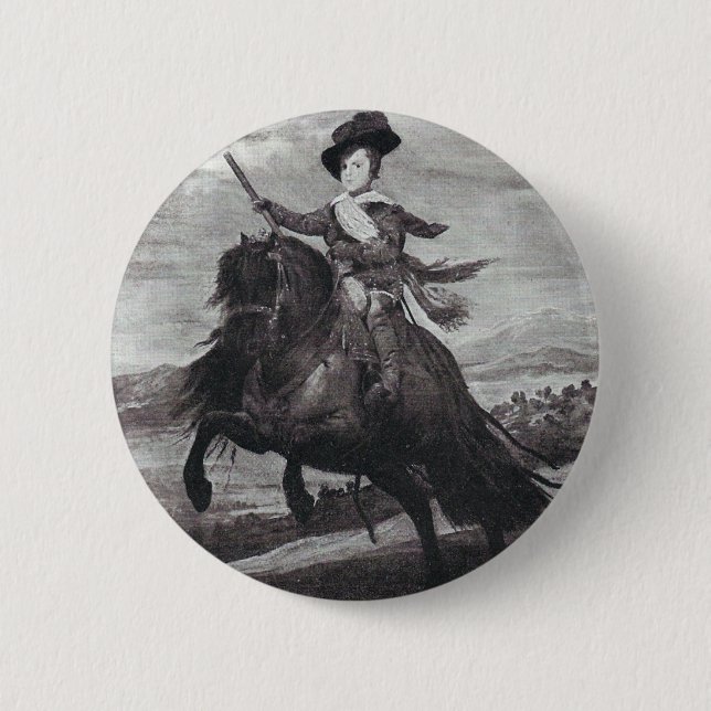 Prinz Balthasar zu Pferd von Velazque Button (Vorderseite)