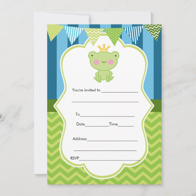 Prinz Frog Invitation Fill In Einladung (Vorderseite)