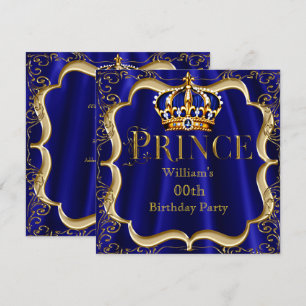 Prinz Geburtstag Royal Blau Gold Krone Herren 2 Einladung