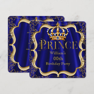Prinz Geburtstag Royal Blau Gold Krone Herren 2 Einladung