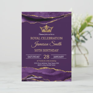 Prinz Geburtstag Royal Lila Gold Einladung