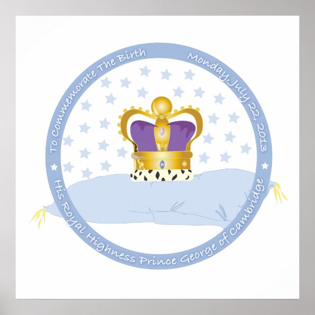 Prinz George von Cambridge Pillow und Crown Poster (Vorne)