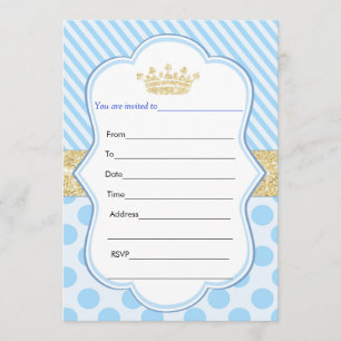 Prinz Gold Glitter Birthday Invitation füllen aus Einladung