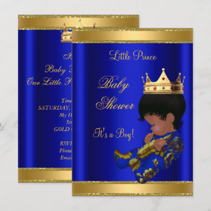 Prinz Junge Baby Shower Blau Ethnisch Einladung