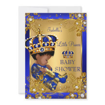 Prinz Junge Baby Shower Gold Blau Krone Ethnisch