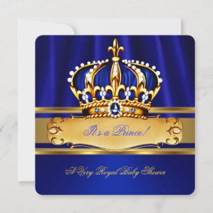 Prinz Junge Baby Shower Königlich Blau Gold Einladung