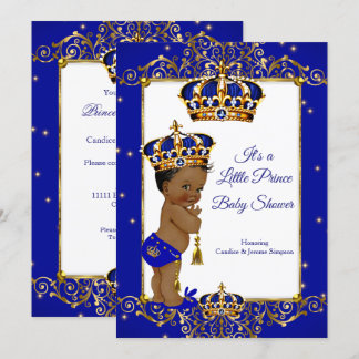 Prinz Junge Baby Shower Royal Blau Gold Ethnisch Einladung